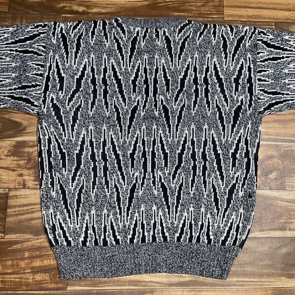 Vintage Nuovo New Forces Mens Large Button Cardigan Sweater Coogi Black Gray - Picture 10 of 11